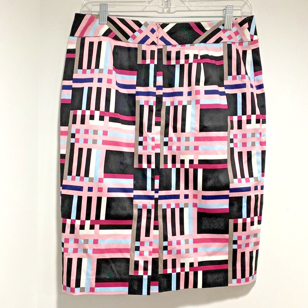 Nine West size 4 pencil skirt pink black blue gray plaid business casual preppy - Picture 4 of 7